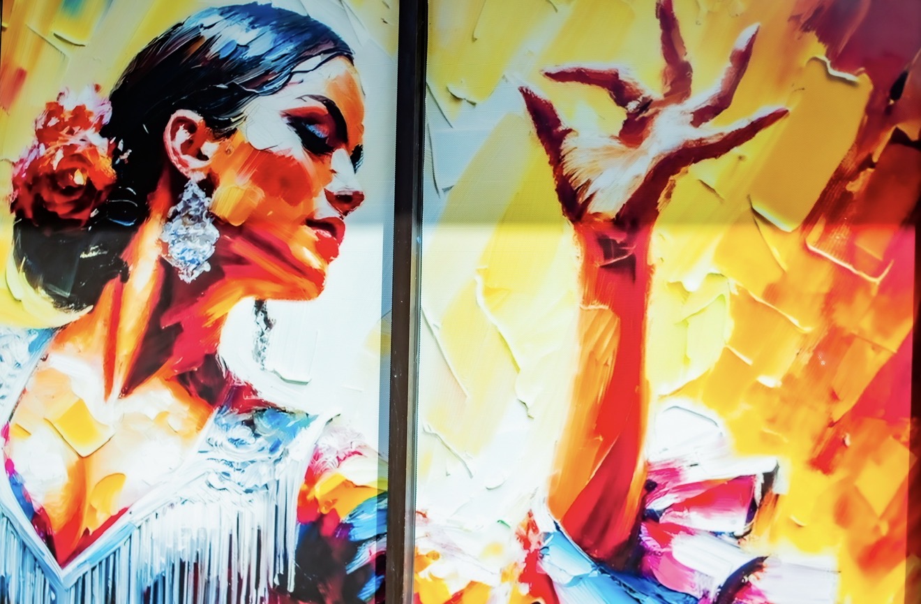Flamenco dancer mural inside Bar-Celona
