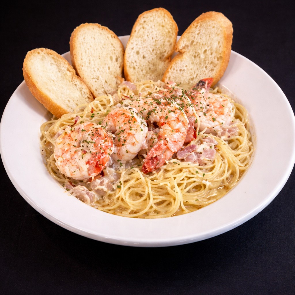 Shrimp scampi with angel hair pasta